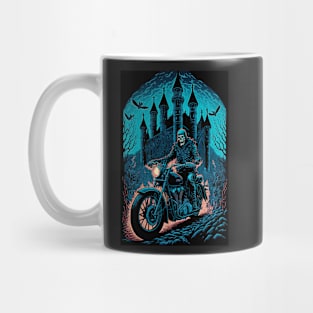 Skeleton Riding Motorbike On Flames Mug